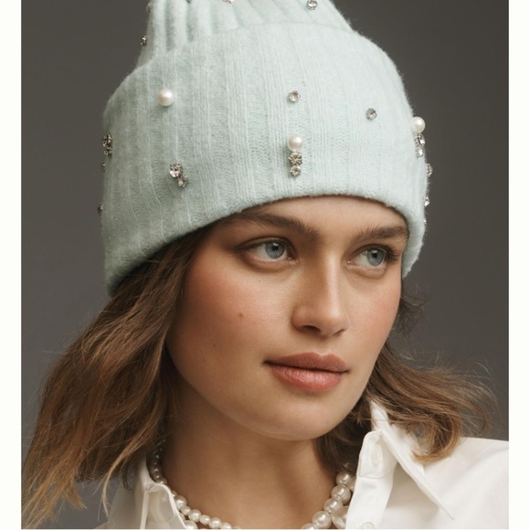 Anthropologie street shine embellished hat mint new without tags main image 4
